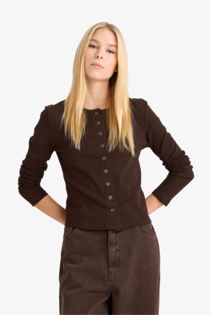 Slim Fit Crew Neck Ribana Cardigan