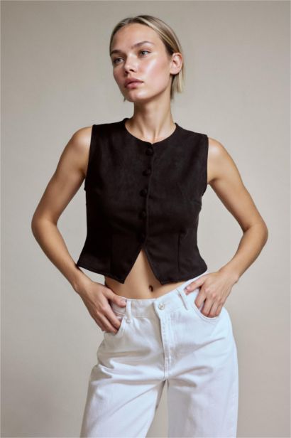Crop Suede Vest