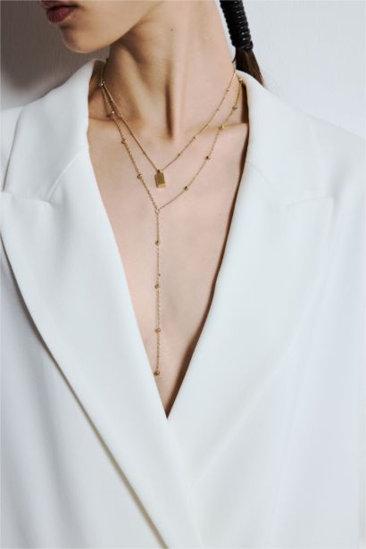 Kadın Gold 2'li Çelik Kolye