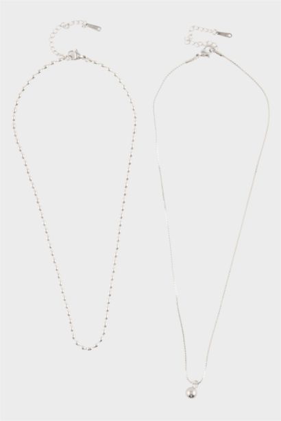 Kadın Silver 2'li Çelik Kolye