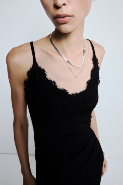 Kadın Silver 2'li Çelik Kolye