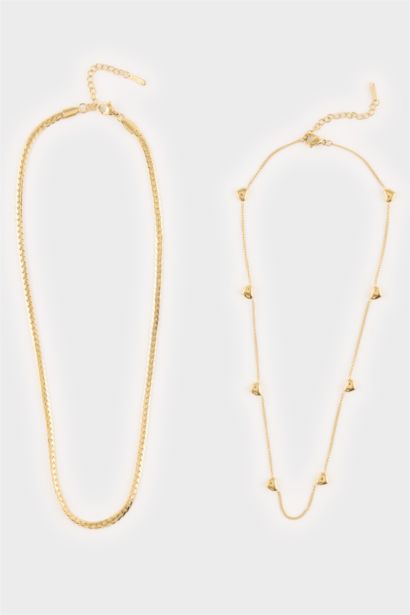 Kadın Gold 2'li Çelik Kolye