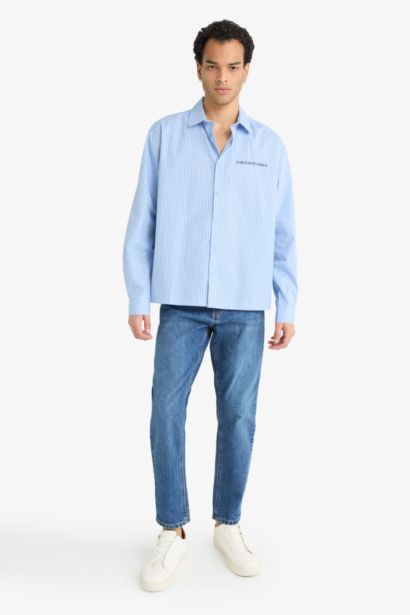 Chemise boxy tissée à rayures