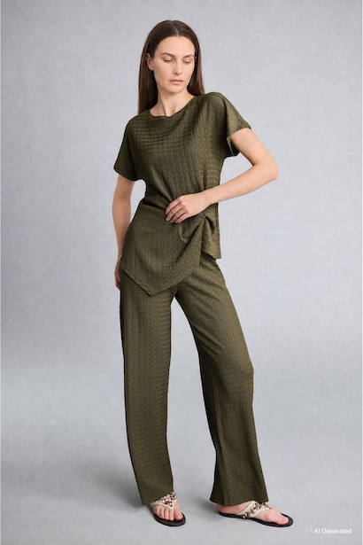 Straight Fit Regular Leg Kaki Trousers