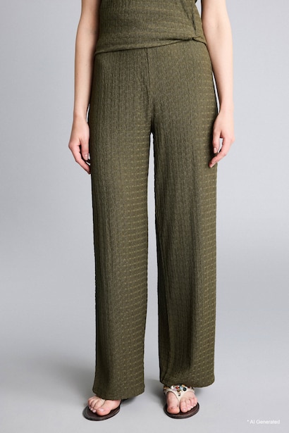 Straight Fit Regular Leg Kaki Trousers