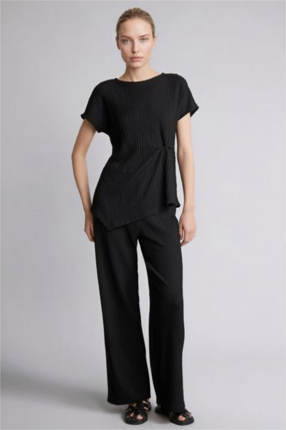 بنطرون القماش المنسوج قصة مستقيمة برجل عادي