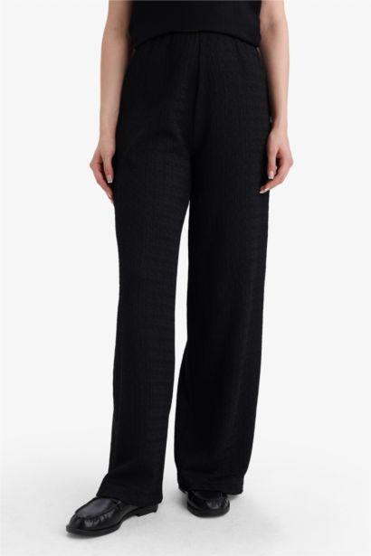 Straight Fit Straight Leg Crepe Trousers
