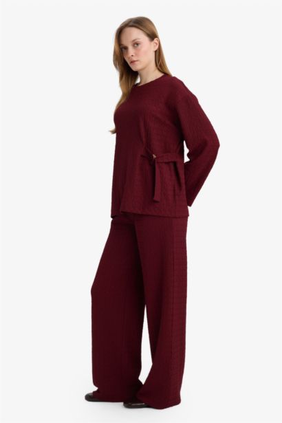 Straight Fit Straight Leg Crepe Trousers