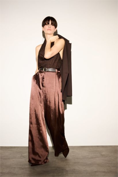 кең аяқ сатин кең етек Шалбар