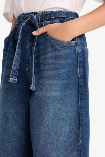 Girl Wide Baggy Fit Elastic Waist Jeans
