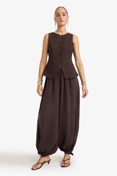 Pantalon long en modal taille normale Coupe ballon