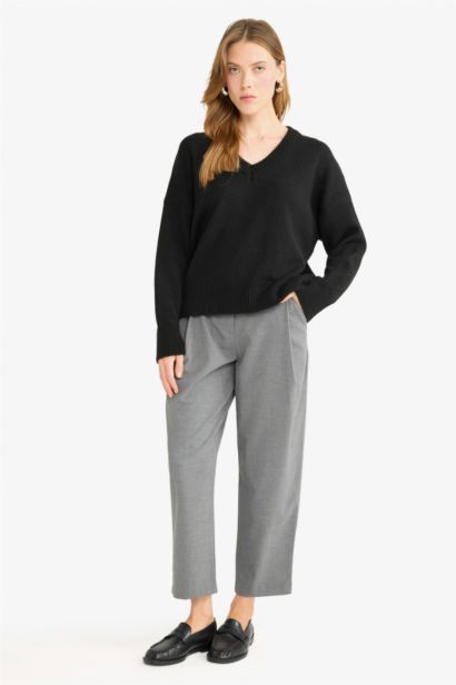 Oversize Fit V-Neck Knitwear Pullover