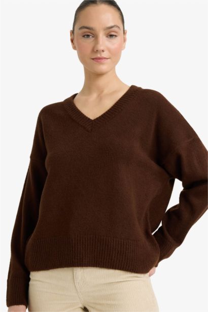 Oversize Fit V-Neck Knitwear Pullover