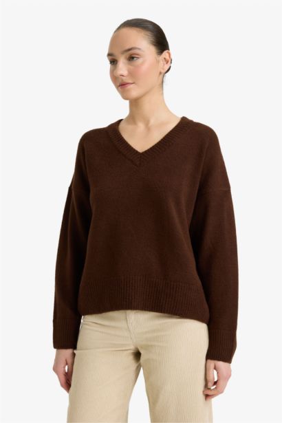 Oversize Fit V-Neck Knitwear Pullover