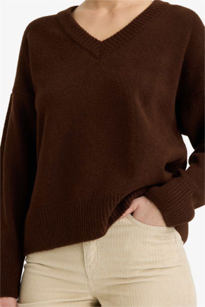 Oversize Fit V-Neck Knitwear Pullover