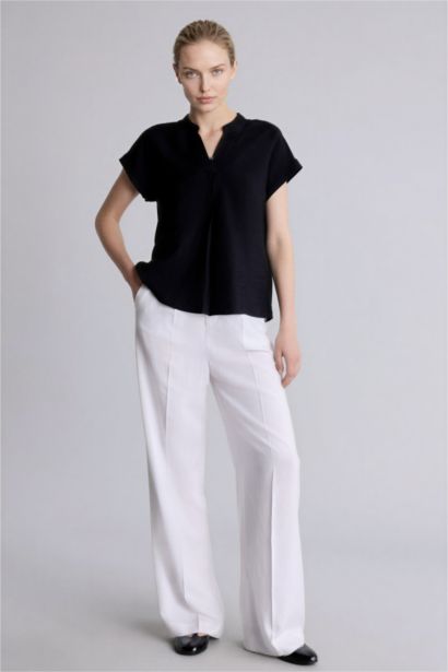 Relax Fıt Kaçık Yaka Bluz