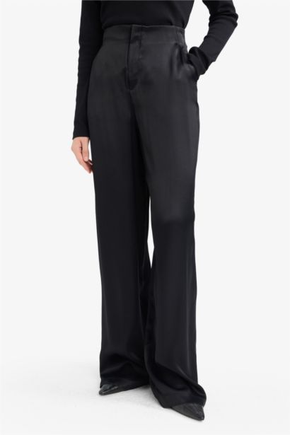 Regular Fit With Pockets Satin Trousers