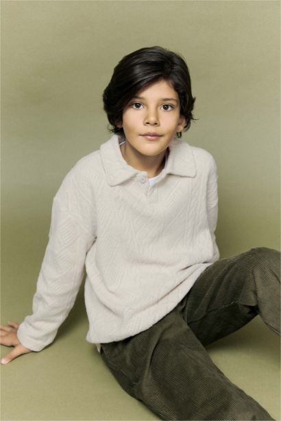 Boy Polo Neck Long Sleeve T-Shirt