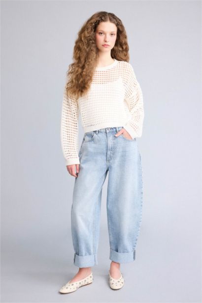 Crop Crew Neck Knitwear Pullover