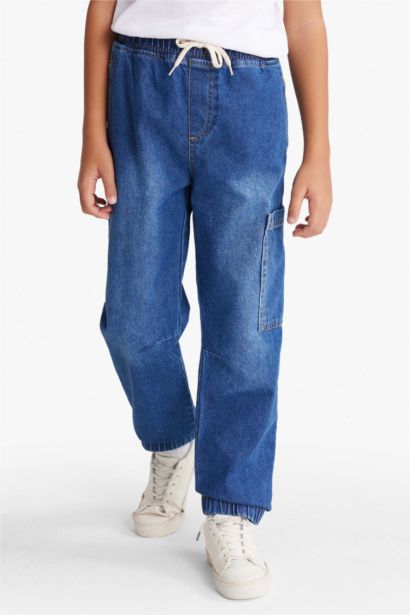 بنطلون جينز اولادي جوجر فيت بجيب