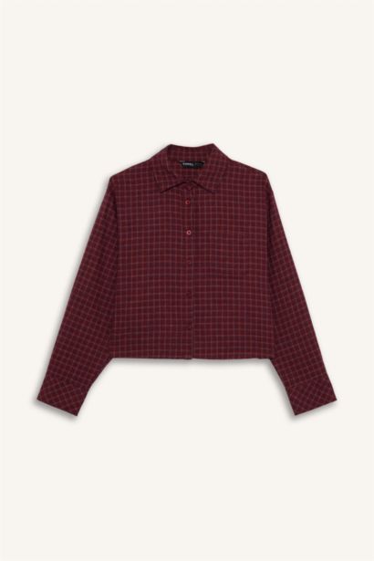 Chemise à carreaux texturée à manches longues