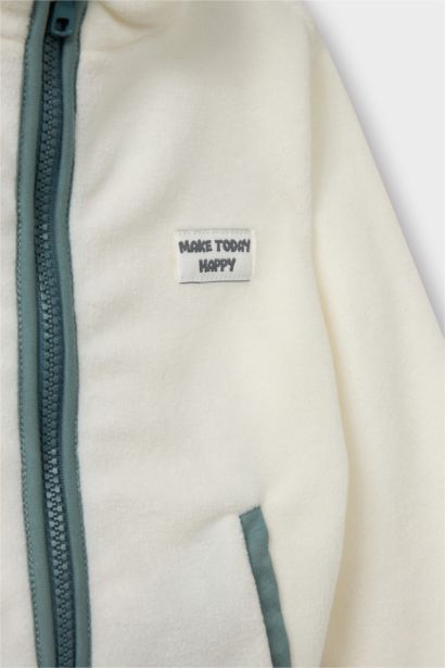 Baby Boy Woven Label Zippered Polar Fleece Cardigan