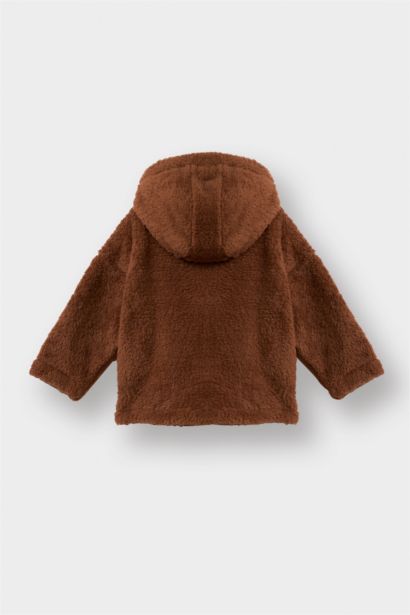 Baby Boy Embroidered Hooded Zippered Plush Jacket