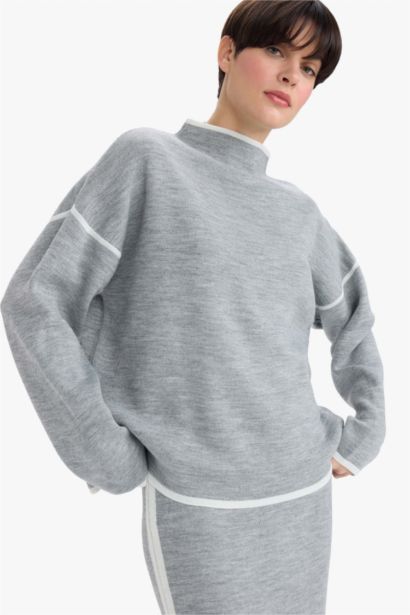 Oversize Fit Half Turtleneck Knitwear Pullover