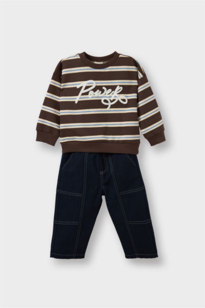 Baby Boy Printed Sweatshirt Jeans 2 Piece Set