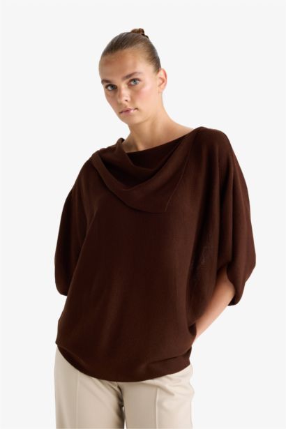 Pull en maille oversize à col bateau