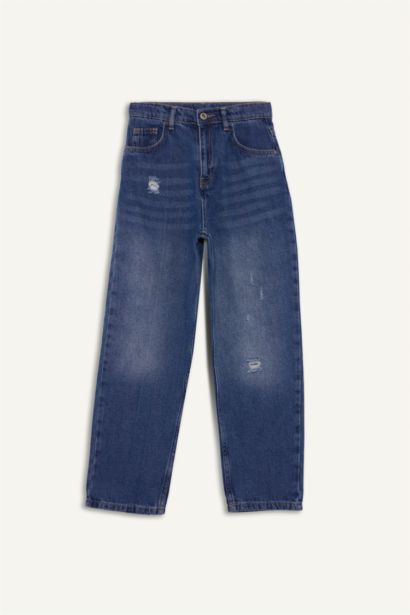 Boy Loose Fit Straight Leg Ripped Detail Jeans