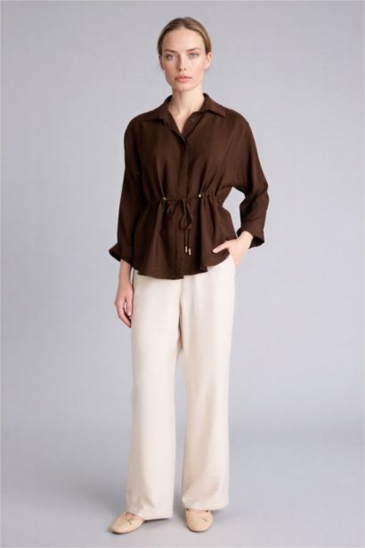 Relax Fit Shirt Collar Long Sleeve Shirt