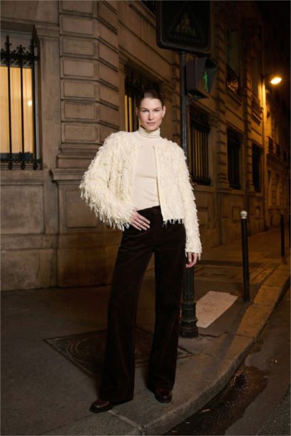 Wide Leg High Waist Velvet Trousers