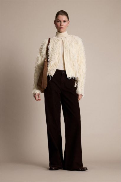 Wide Leg High Waist Velvet Trousers