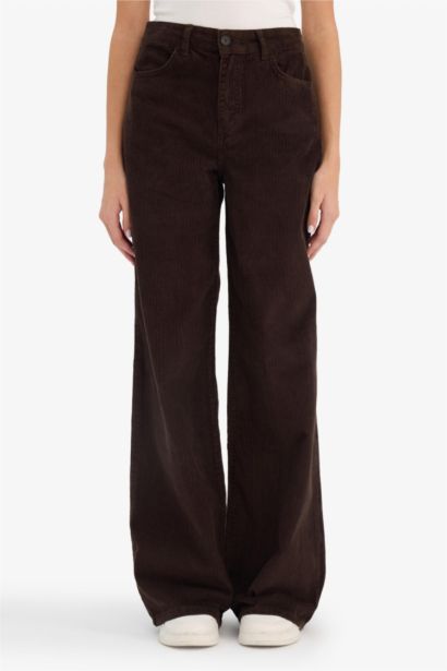 Wide Leg High Waist Velvet Trousers