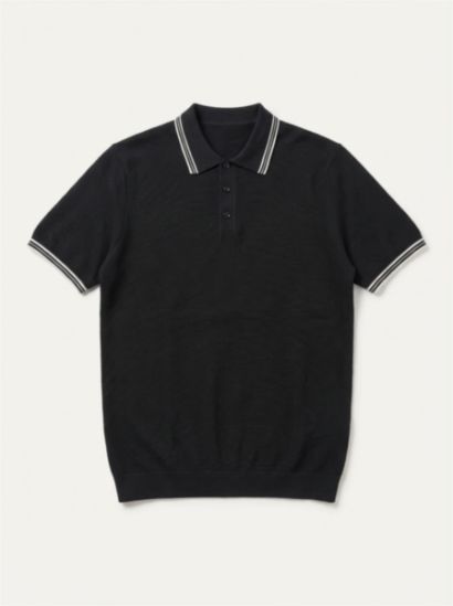 %100 Pamuk Şerit Detaylı Polo Tişört