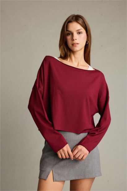 سويت شيرت منسوج بياخة عريضة