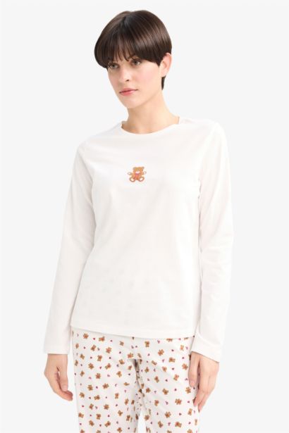 Pijama Takımı Regular Fit Baskılı Uzun Kollu Üst Desenli Uzun Alt