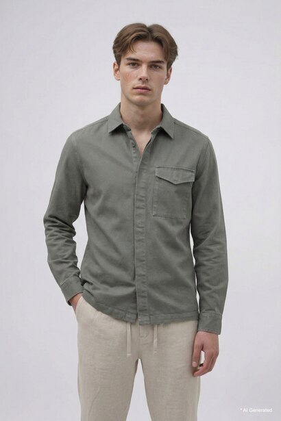 Veste Chemise en twill à coupe boxy