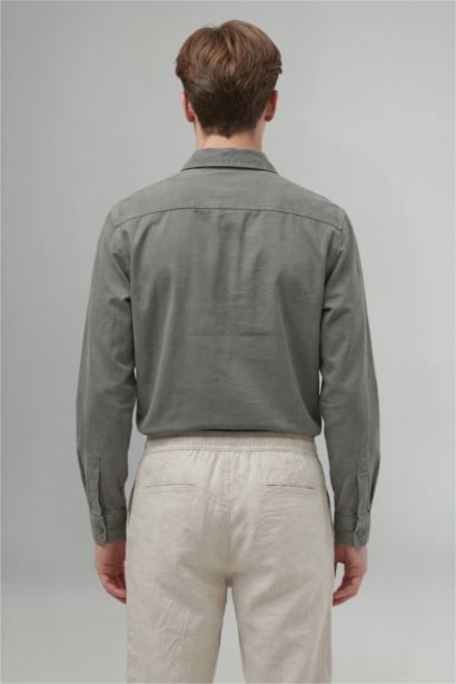 جاكيت قميص تويل اوفر سايز بياقة بولو