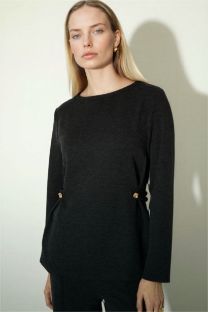 Regular Fit Boat Neck Pique Long Sleeve T-Shirt