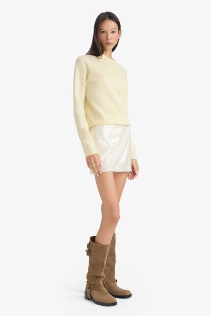 Regular Waist Sequined Mini Skirt