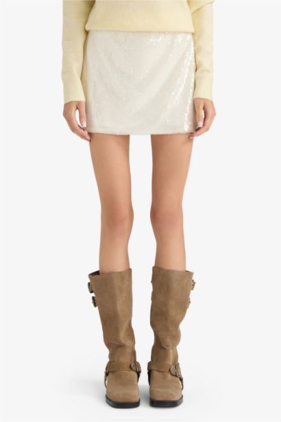 Regular Waist Sequined Mini Skirt
