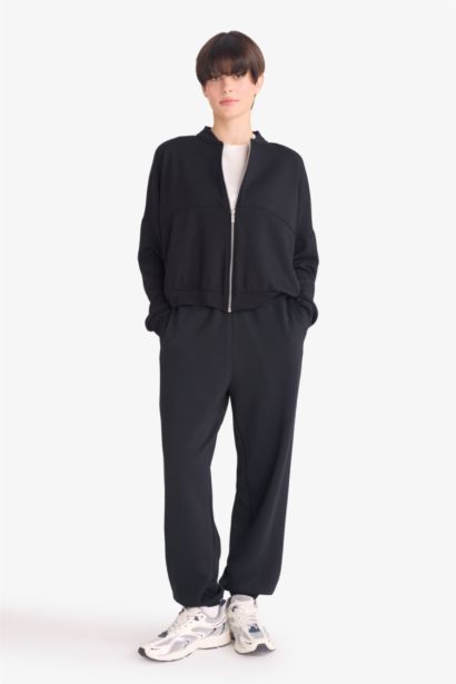 Kolej Yaka Basic Düz Fermuarlı Bomber Hırka