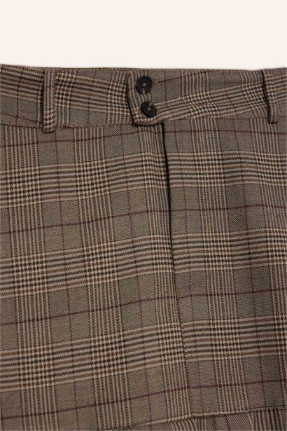 Pilise Kareli Normal Bel Mini Etek