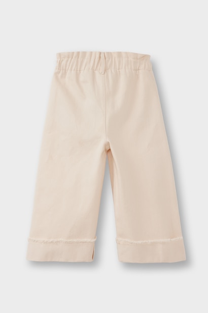 %100 Pamuk Kız Bebek Standart Fit Beli Lastikli Çiçekli Gabardin Pantolon