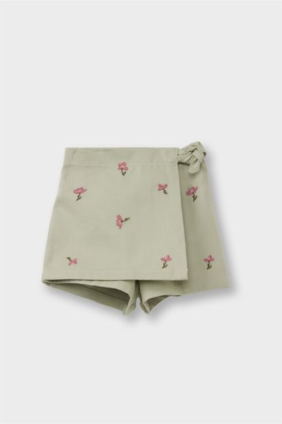 Baby Girl Floral Gabardine Shorts Skort