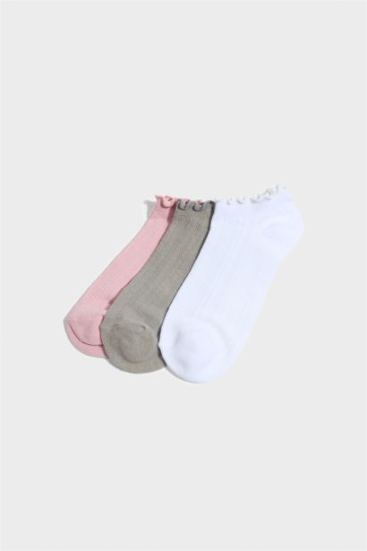 Lot de 3 Chaussettes invisibles en coton à volants pour femme