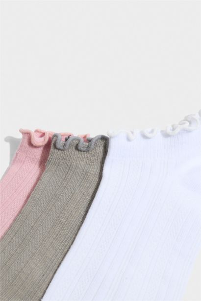 Lot de 3 Chaussettes invisibles en coton à volants pour femme