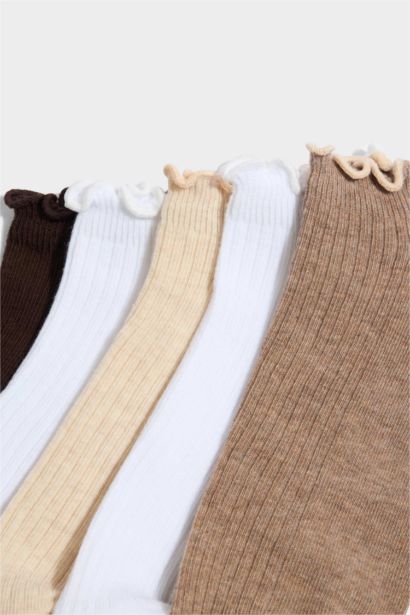 Kadın Fırfırlı 5'li Pamuklu Patik Çorap